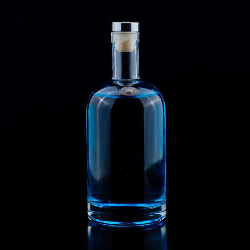 Round Shape 500ml Transparent Glass Liquor Bottle with Sealed Cork Lid – Classic Design for Wine, Whisky, Vodka