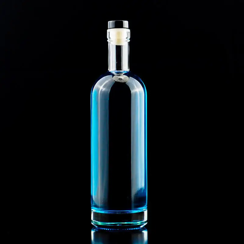 Empty Round Extra Flint Glass Whisky Bottle China Made 500 ml Liquor Bottles with Cork Lid
