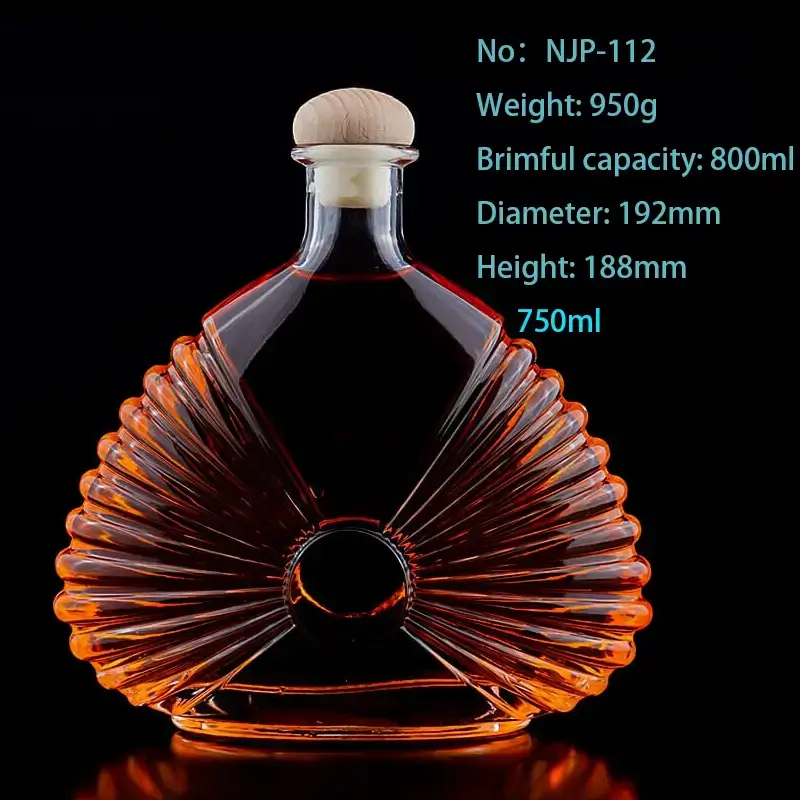 China Manufacturer Wholesale 500ml 700ml 750ml Flat Glass Bottles – Irregular Roller Shape Wine & Liquor Bottles for Whisky, Brandy, XO, and Red Wine with Cork Seal