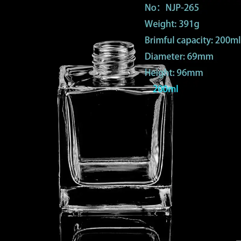 Wholesale 200ml Square Glass Perfume Bottles with Sprayer & Cap | Empty Reed Diffuser Bottles
