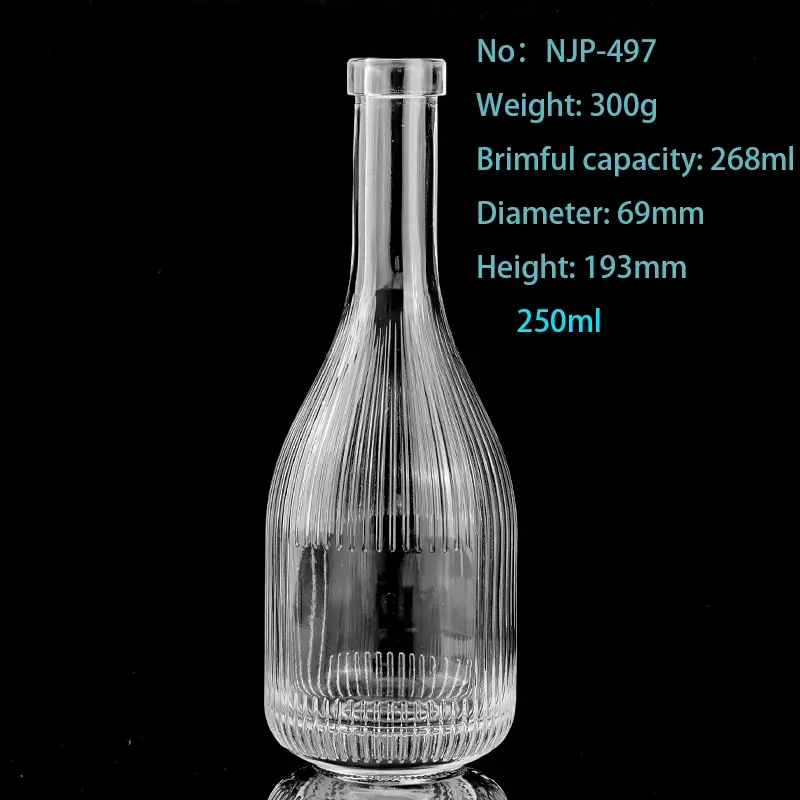 Wholesale 250ml Crystal Striped Round Glass Juice Bottles – Factory Direct Water Bottles for Beverages
