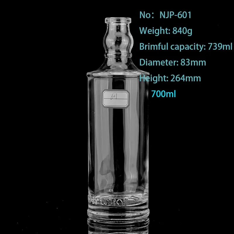 750ml Custom Vodka Bottles Wholesale – Unique Round Empty Vodka Liquor Bottles with Custom Neck (70cl/700ml)