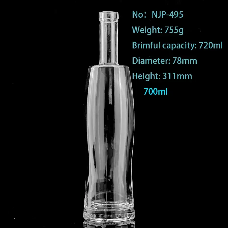 Wholesale 700ml Super Flint Glass Liquor Bottle – Durable Empty Round Tequila Bottles with Cork Stopper