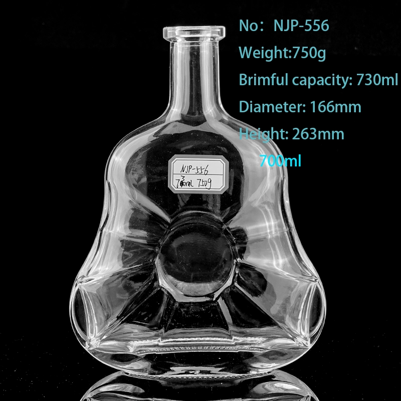 700ml Custom Transparent Gourd-Shaped Glass Liquor Bottles – Logo Printing for Brandy & Spirits Packaging