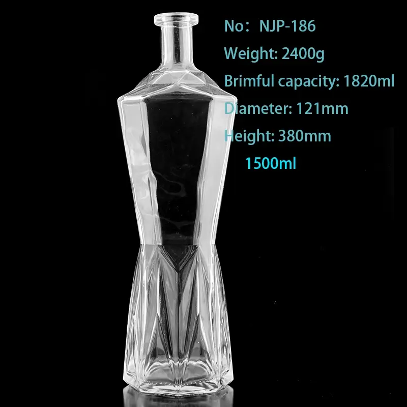 Custom 1500ml Glass Liquor Bottle Wholesale – Empty Tequila Bottle with Cap