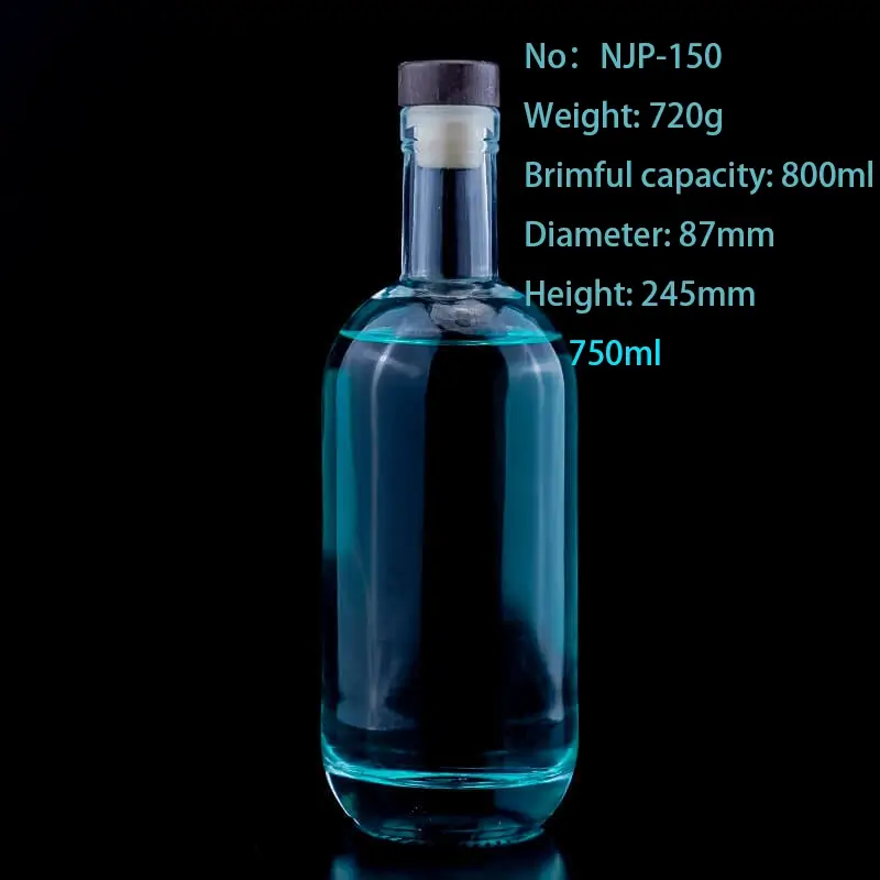 Wholesale 750ml Clear Glass Vodka Bottle | Super Flint Round Body Crystal White Liquor Bottle
