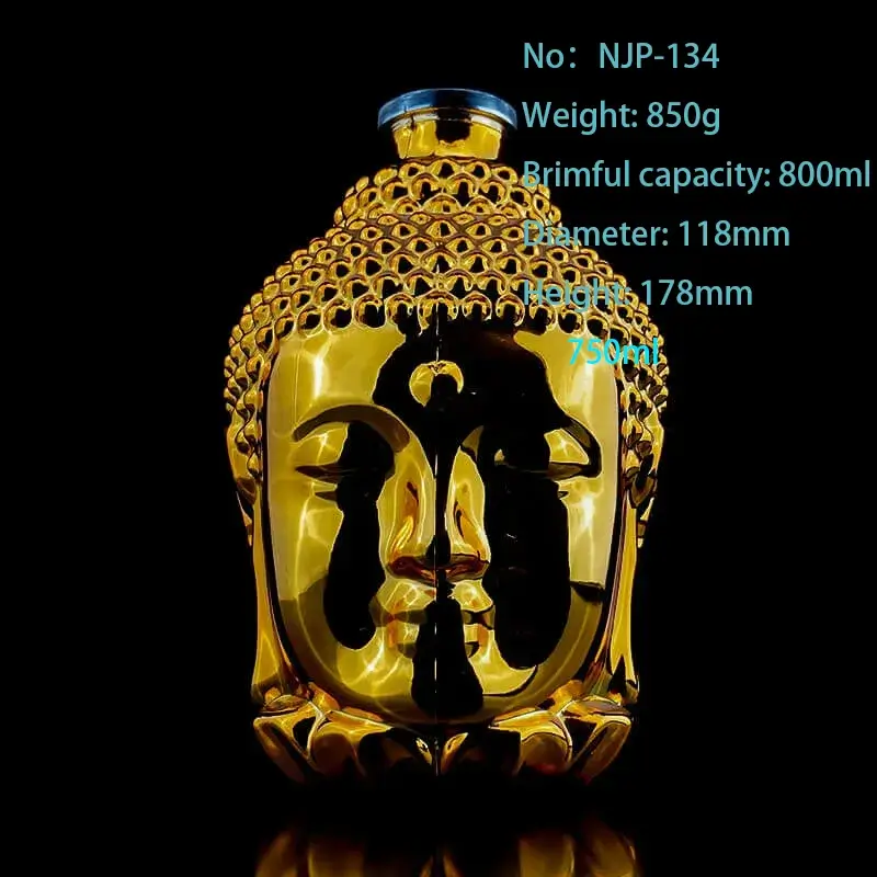 Wholesale 750ml Clear Buddha Hand Shape Glass Wine Bottle with Cork | Unique Vodka Packaging Design