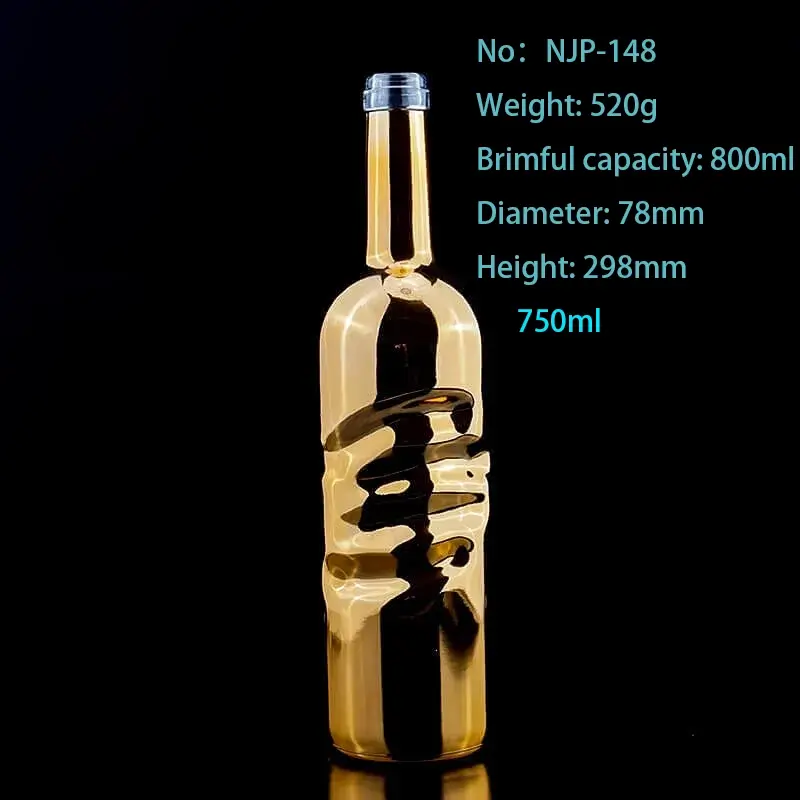 Bespoke 750ml Five-Fingers Shape Custom Glass Liquor Bottle | Premium Gold Chrome Polished Design for Whisky, Vodka & Champagne
